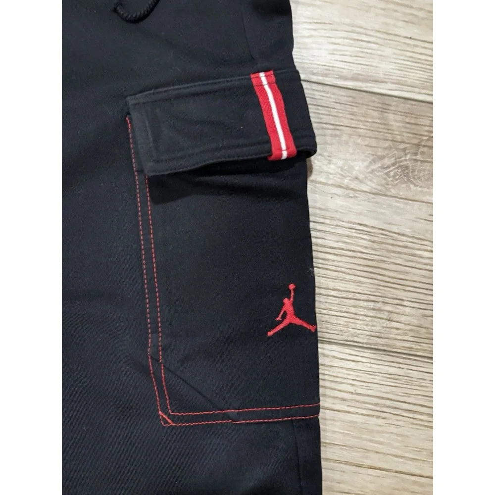 Vintage Air Jordan Track Cargo Black Red pants Large Y2K Athletic Jumpman
